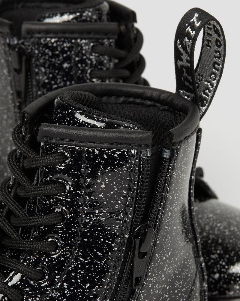 Black Kids' Dr Martens Toddler 1460 Glitter Lace Up Boots | CA 691BEX